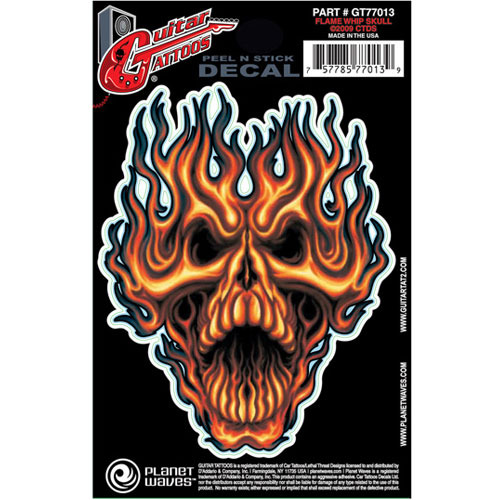 디자인 스티커 Planet Waves - Guitar Tattoo, Flame Whip Skull