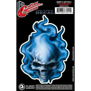 디자인 스티커 Planet Waves - Guitar Tattoo, Blue Flame Skull